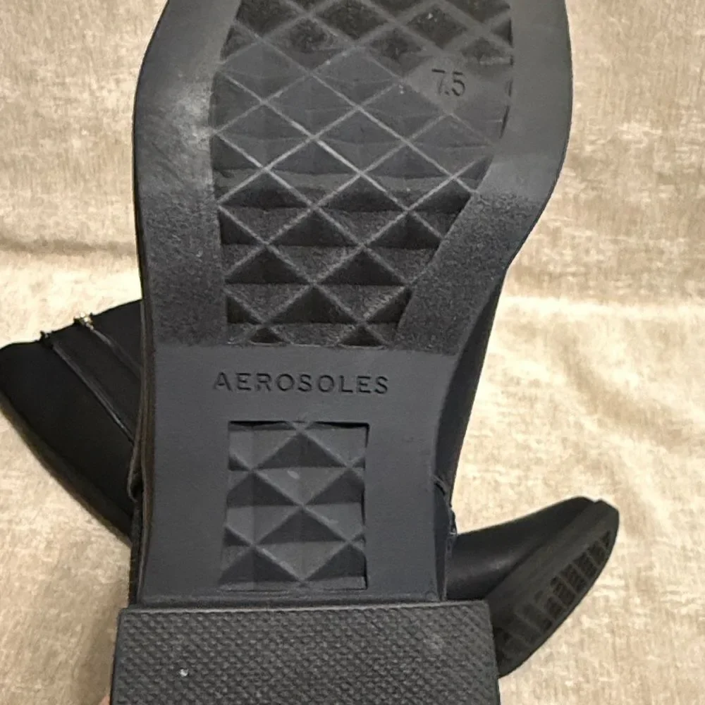 AEROSOLES Black Leather Over the Knee Boots
